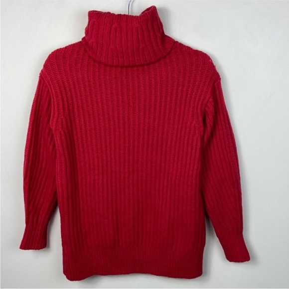 Everlane Soft Rib Turtleneck Sweater Red 100% Wool - Picture 4 of 4